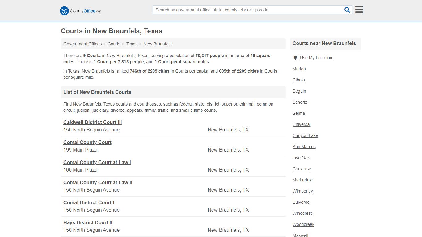 Courts - New Braunfels, TX (Court Records & Calendars)