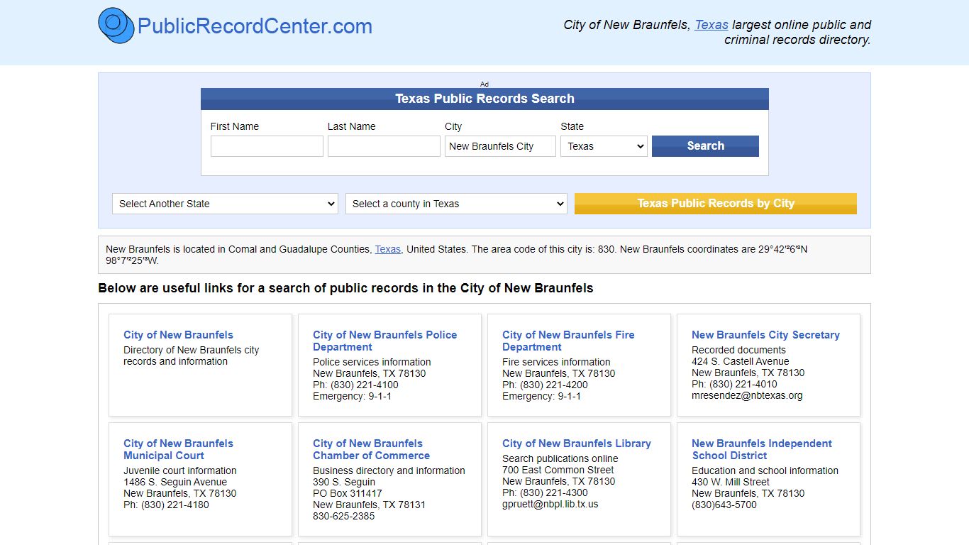 New Braunfels, Texas Public Records and Criminal ...