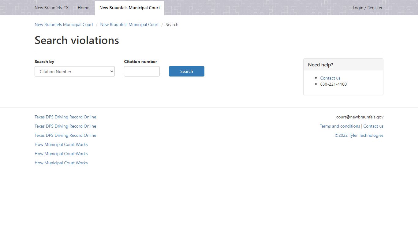Search - Search violations - New Braunfels Municipal Court ...